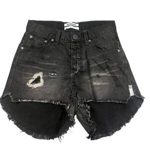 NWT One Teaspoon high waisted hawks black distressed shorts size 26 women's